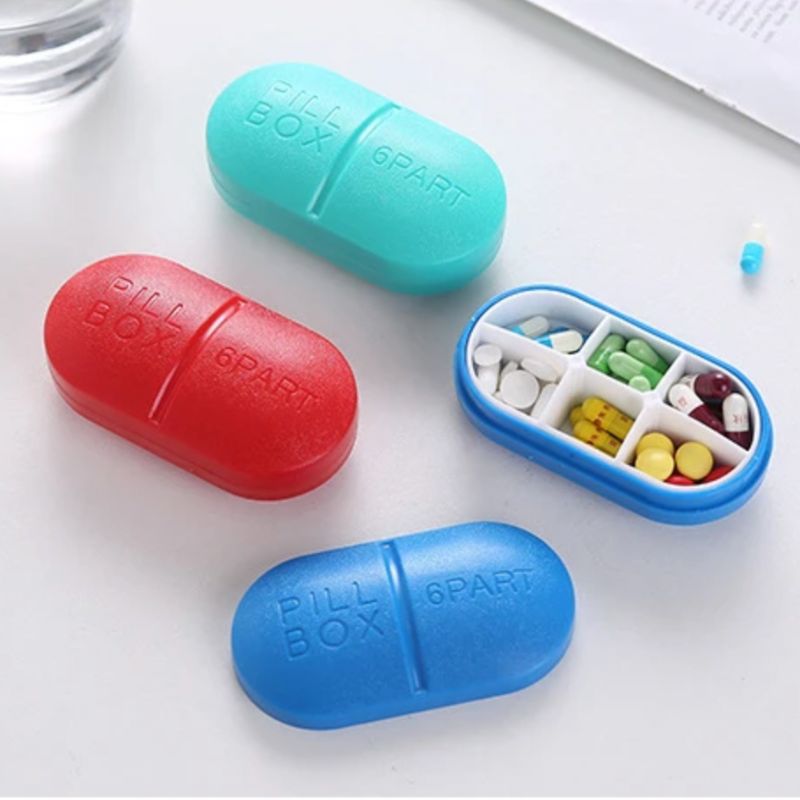 Pilulier portable, distributeur de pilules portable, boîte de rangement,  distributeur de médicaments, sans contact, outil facile à emporter (bleu)
